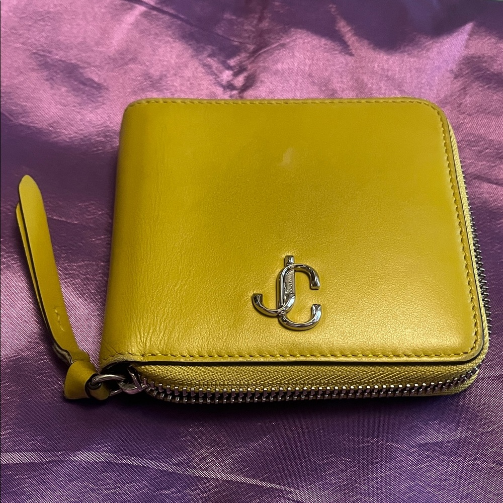 Jimmy Choo Zip-Around Leather Wallet /mustard, dark yellow /Sunflower collection